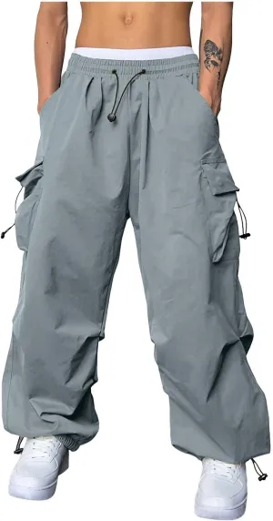Cargo Pant for Men Lightweight Casual Joggers Drawstring Elastic Waist Work Pants Multi Pockets