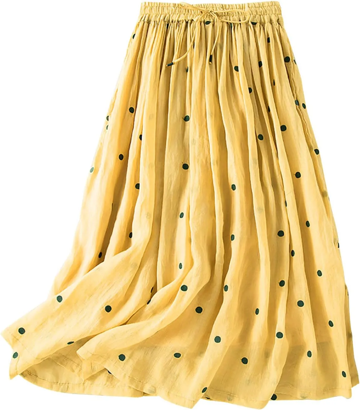 Casual Cotton Linen Skirts for Women Elastic High Waisted A Line Stretch Skirt Plus Size Summer Beach Vacation Dress