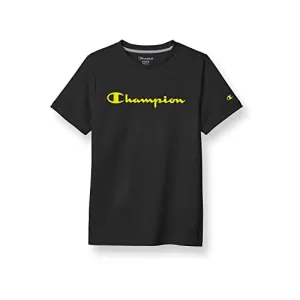 Champion Big T-Shirt for Boys, Lightweight Tee for Kids, Script & Print, Black-593021