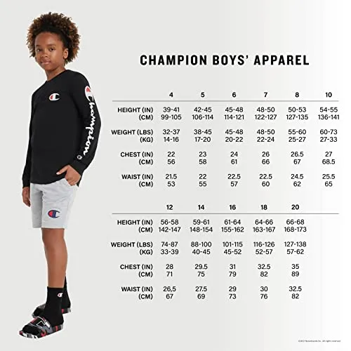 Champion Big T-Shirt for Boys, Lightweight Tee for Kids, Script & Print, Black-593021