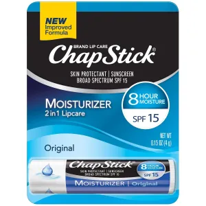 ChapStick Moisturizer Original Lip Balm Tube, SPF 15 and Skin Protectant - 0.15 Oz