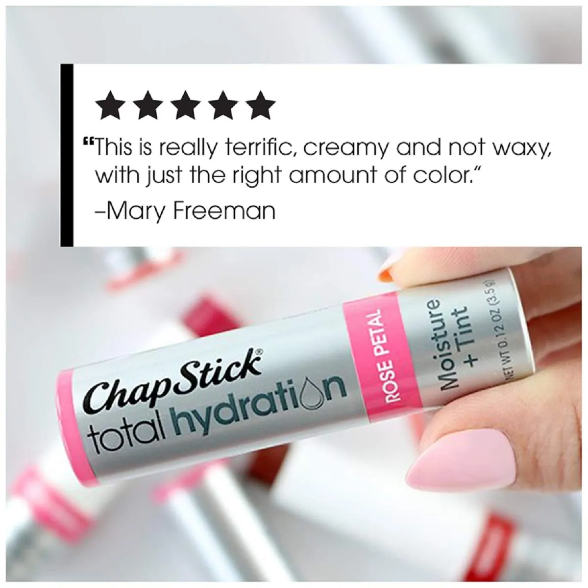 ChapStick Total Hydration Moisture   Tint Rose Petal Tinted Lip Balm Tube, Tinted Moisturizer - 0.12 Oz
