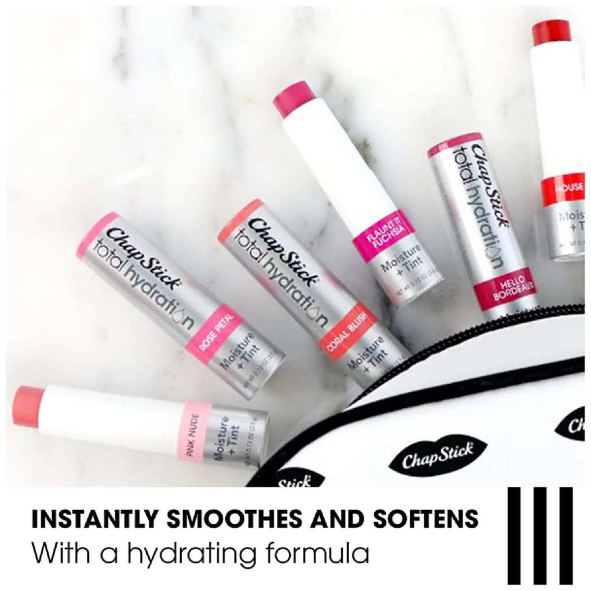 ChapStick Total Hydration Moisture   Tint Rose Petal Tinted Lip Balm Tube, Tinted Moisturizer - 0.12 Oz