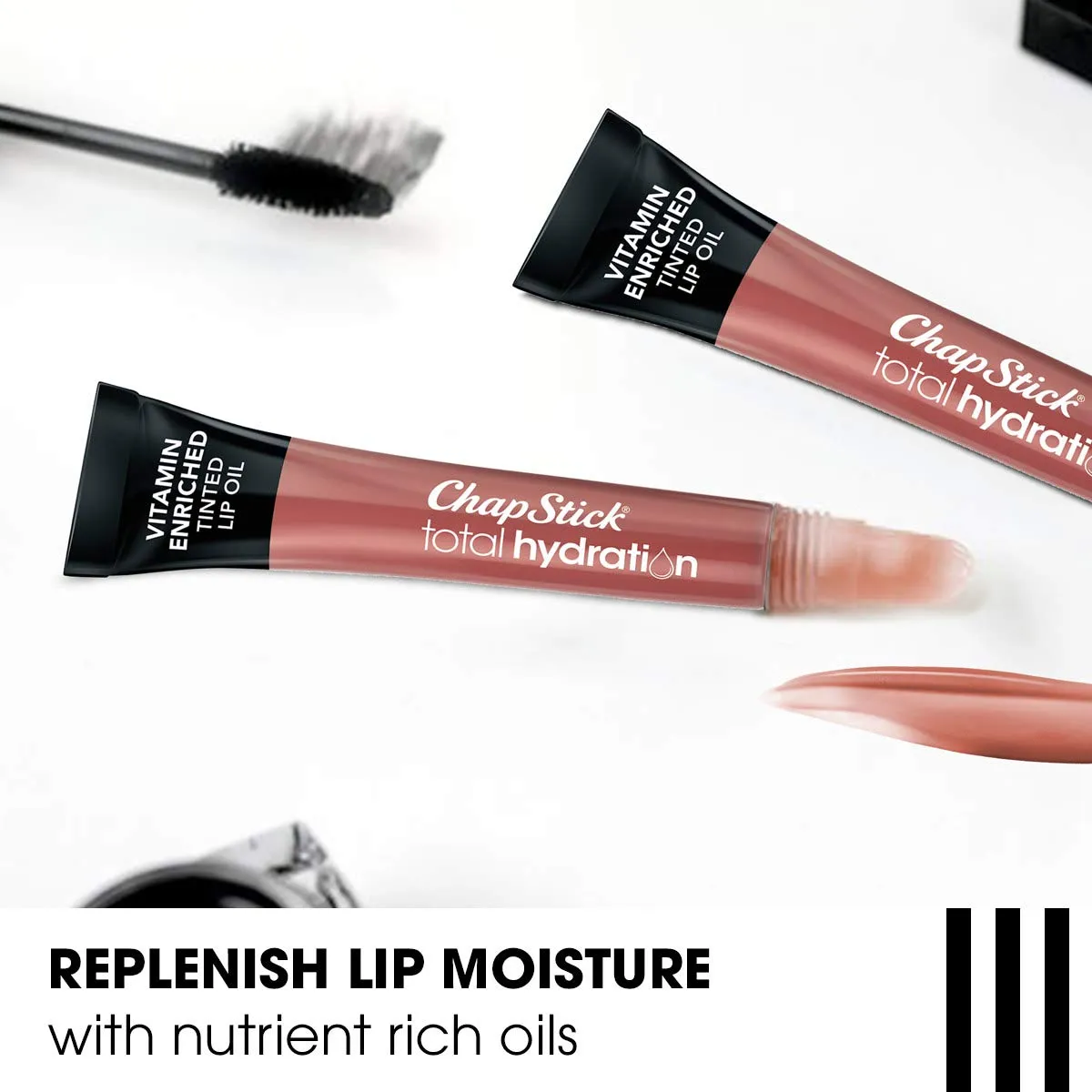 ChapStick Total Hydration Vitamin Enriched Tinted Lip Oil (Blushed Bronze, 1 Tube), Vitamin C, Vitamin E, Contains Omega 3 6 9, 0.24 Ounce
