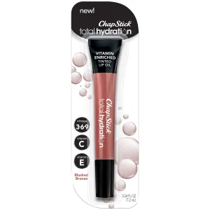 ChapStick Total Hydration Vitamin Enriched Tinted Lip Oil (Blushed Bronze, 1 Tube), Vitamin C, Vitamin E, Contains Omega 3 6 9, 0.24 Ounce