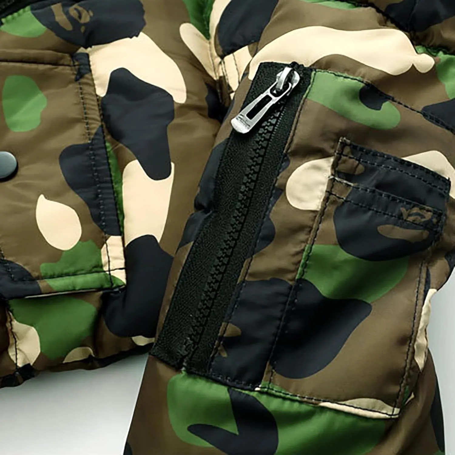 Children's Camouflage Down Cotton Padded Jacket Winter Warm Water Proof Hooded Coat Unisex Thicken Puffer Overcoat
