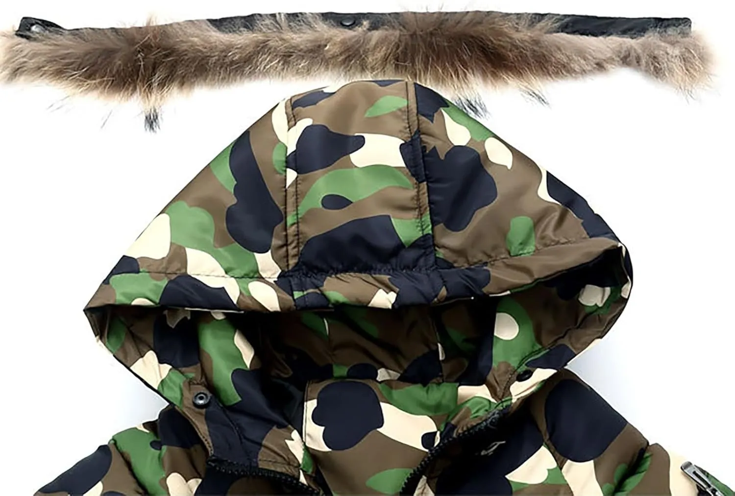 Children's Camouflage Down Cotton Padded Jacket Winter Warm Water Proof Hooded Coat Unisex Thicken Puffer Overcoat