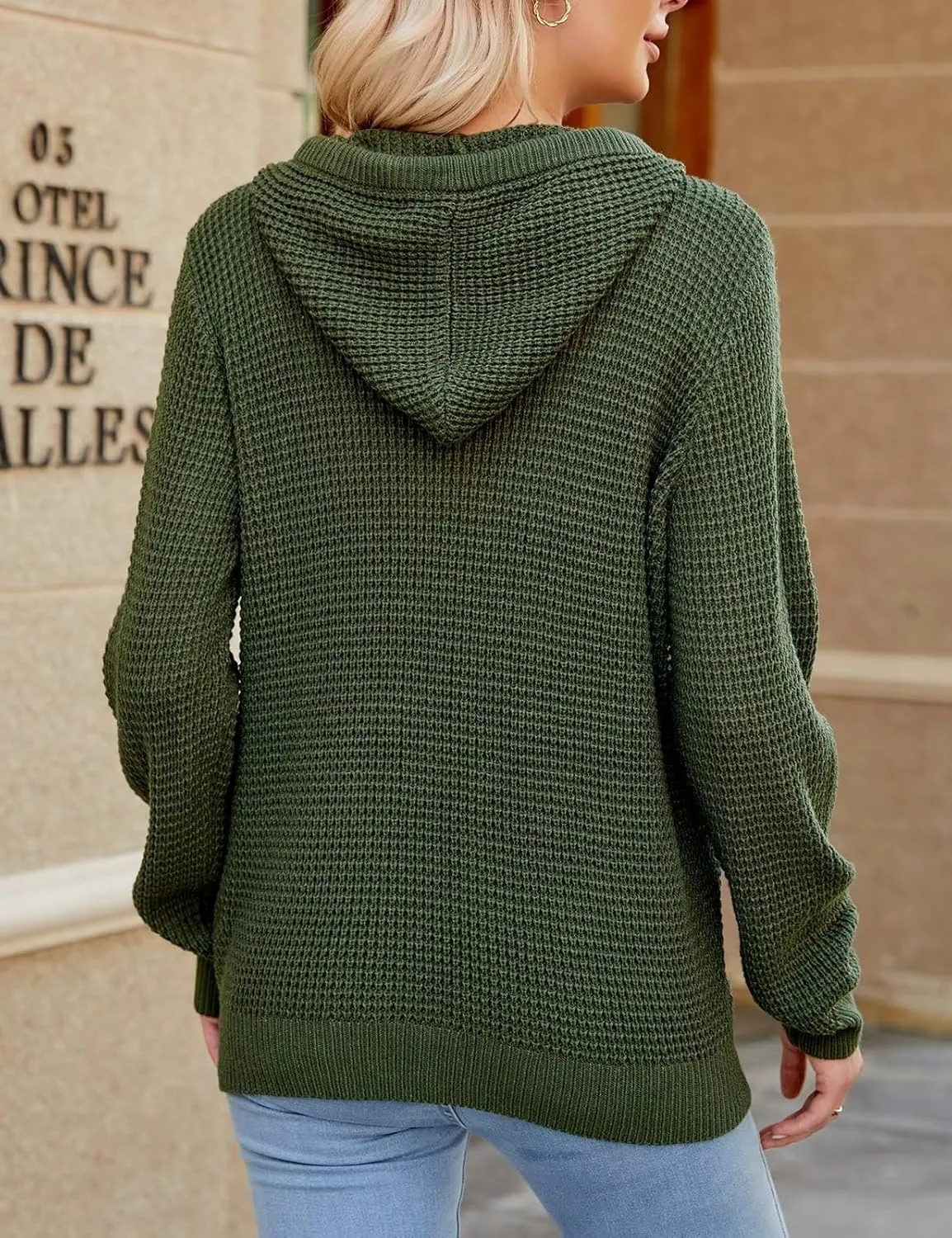 CiCiBird Women Fall Hoodies Sweater Knit V Neck Tops Oversized Fashion Pullover Casual Long Sleeve Shirts with Pockets