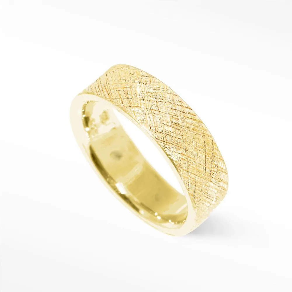 Cigar Band Ring Florentine 14k Gold