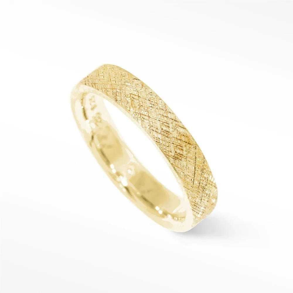 Cigar Band Ring Florentine 14k Gold