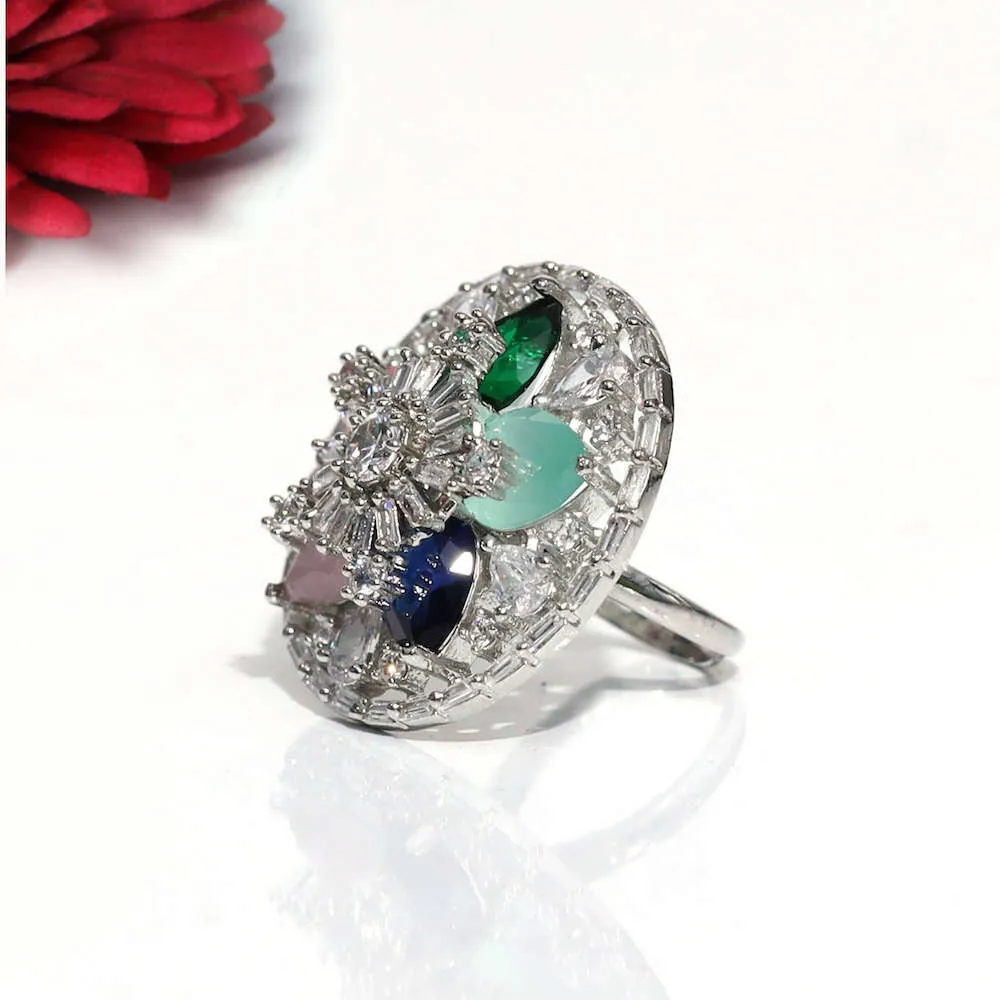Clara Multicolor Cocktail Adjustable Ring