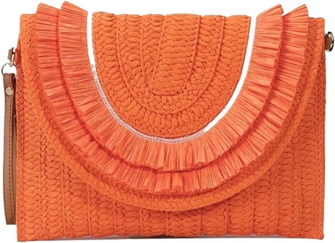 Clutch Purses for Women Clutch Women's Fashion Tassel Straw Bag Summer Casual Vacation Shoulder Bag for Women Large Purse with Stylish Design