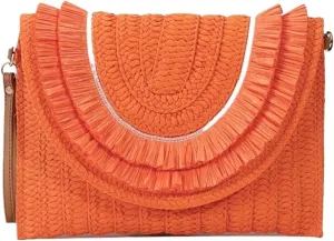 Clutch Purses for Women Clutch Women's Fashion Tassel Straw Bag Summer Casual Vacation Shoulder Bag for Women Large Purse with Stylish Design
