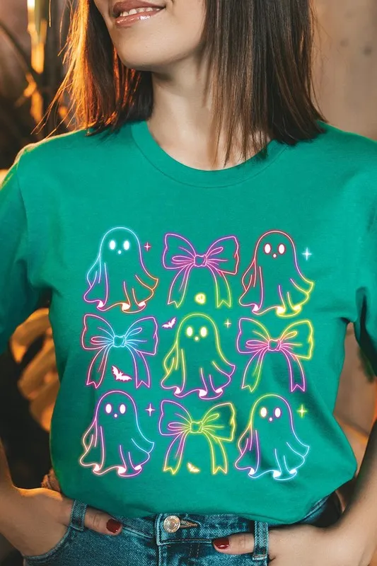 Coquette Neon Halloween Ghost Graphic Tee
