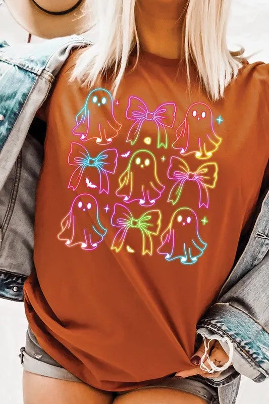 Coquette Neon Halloween Ghost Graphic Tee