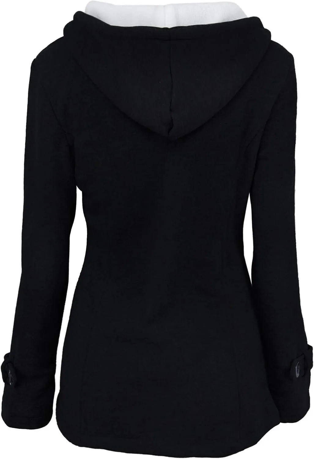 Cotton Jackets for Women 2024 Solid Horn Buttons Overcoat Hoodies Padded Wool Lined Hooded Long Sleeve Coat Jacket