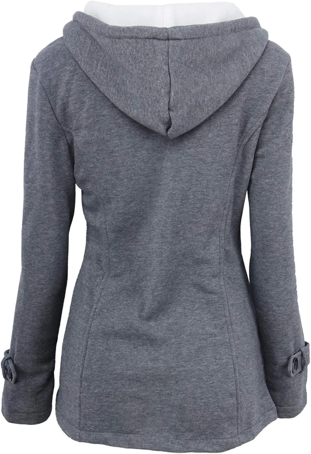 Cotton Jackets for Women 2024 Solid Horn Buttons Overcoat Hoodies Padded Wool Lined Hooded Long Sleeve Coat Jacket