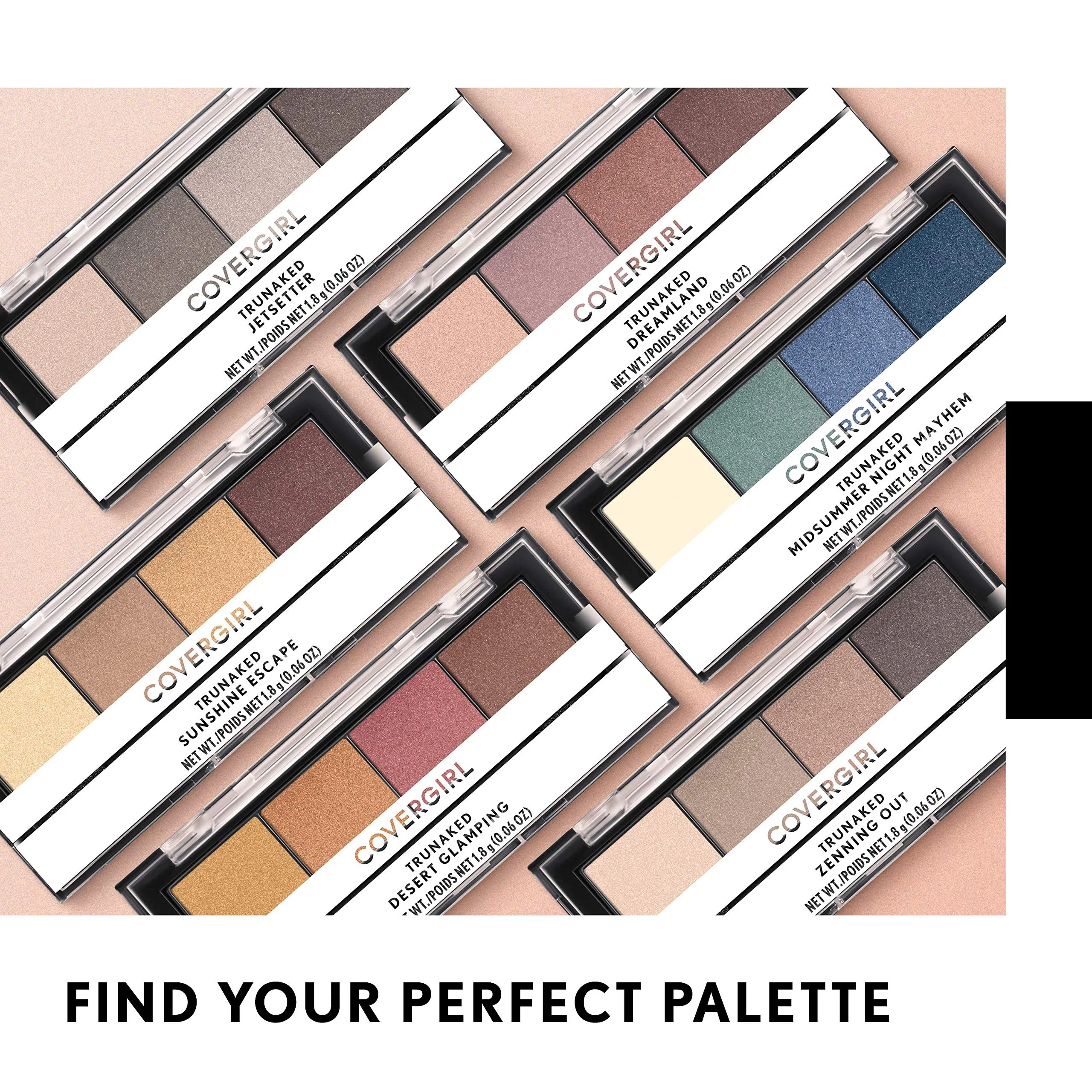 COVERGIRL TruNaked Quad Eyeshadow Palette, Zenning Out, 6 Shades, 0.06 Fl Ounces, Eyeshadow Palette, Eyeshadow, Eyeshadow Makeup, Shimmer Eyeshadow, Fade-Proof Formula, Pigmented Shades