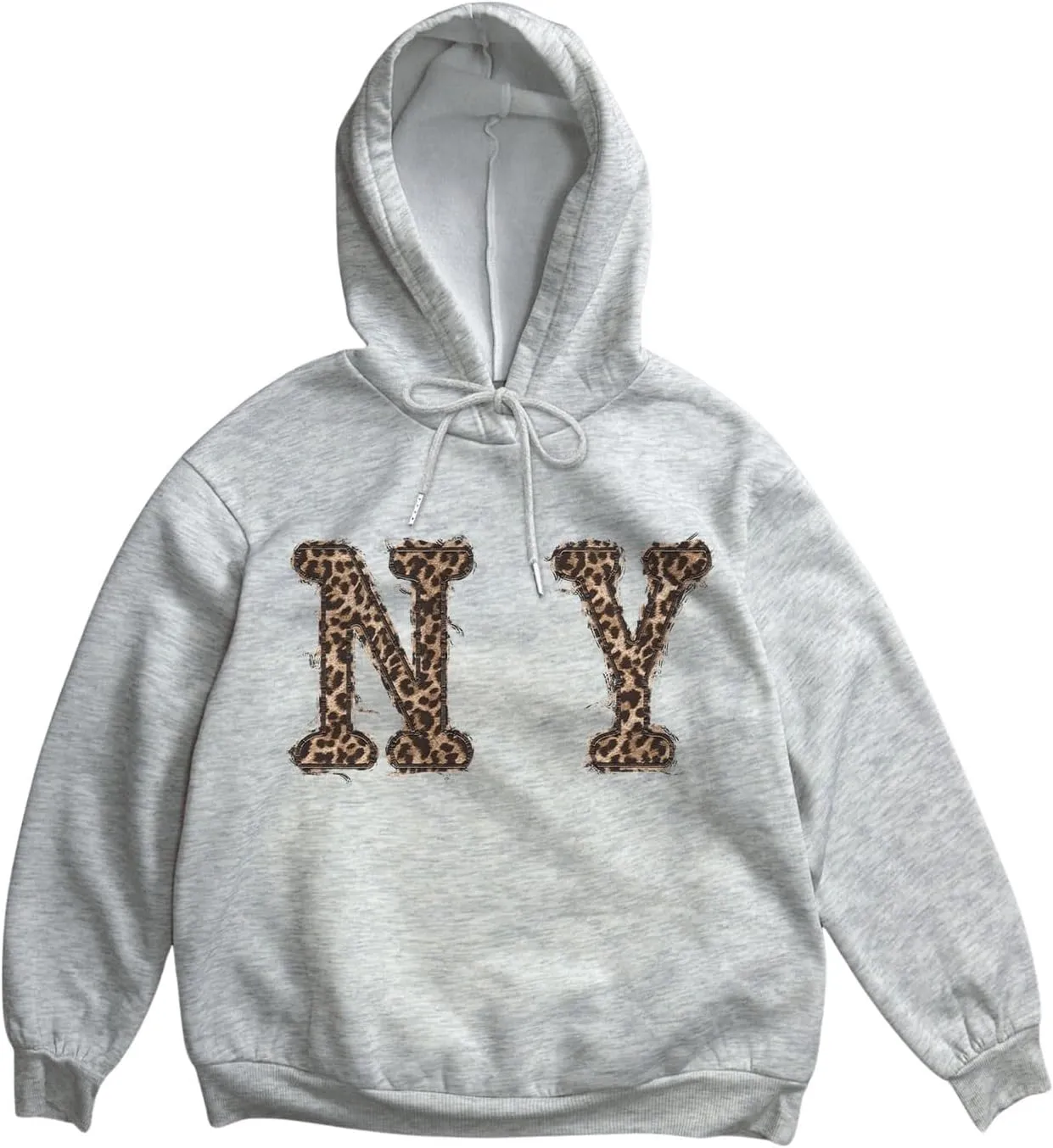 COZYEASE Women's Oversized Leopard Graphic Hoodie Long Sleeve Drawstring Hooded Sweatshirts Preppy Pullovers