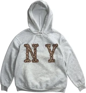 COZYEASE Women's Oversized Leopard Graphic Hoodie Long Sleeve Drawstring Hooded Sweatshirts Preppy Pullovers