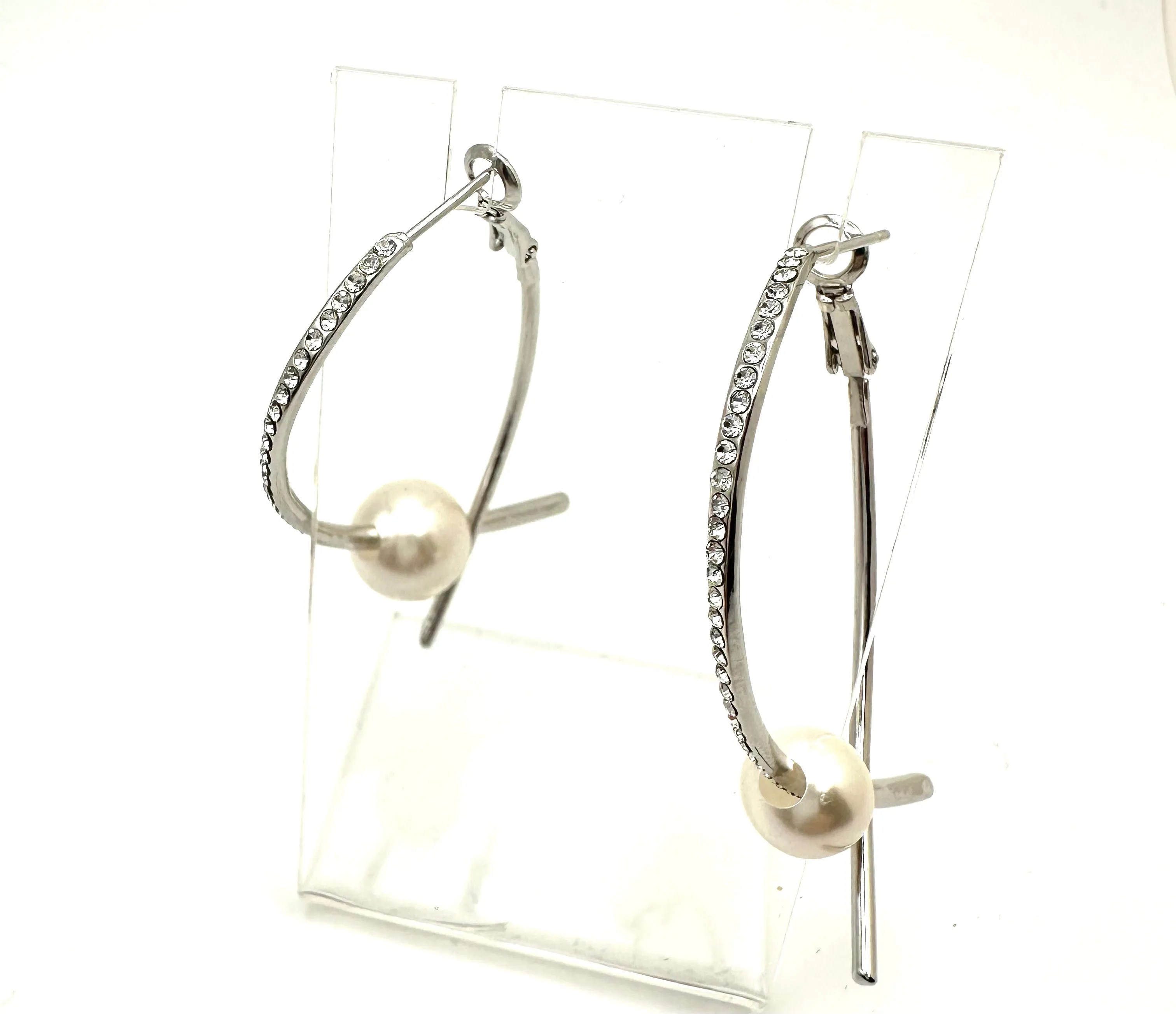 Crystal Pearl Swoop Earrings