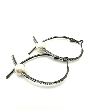 Crystal Pearl Swoop Earrings