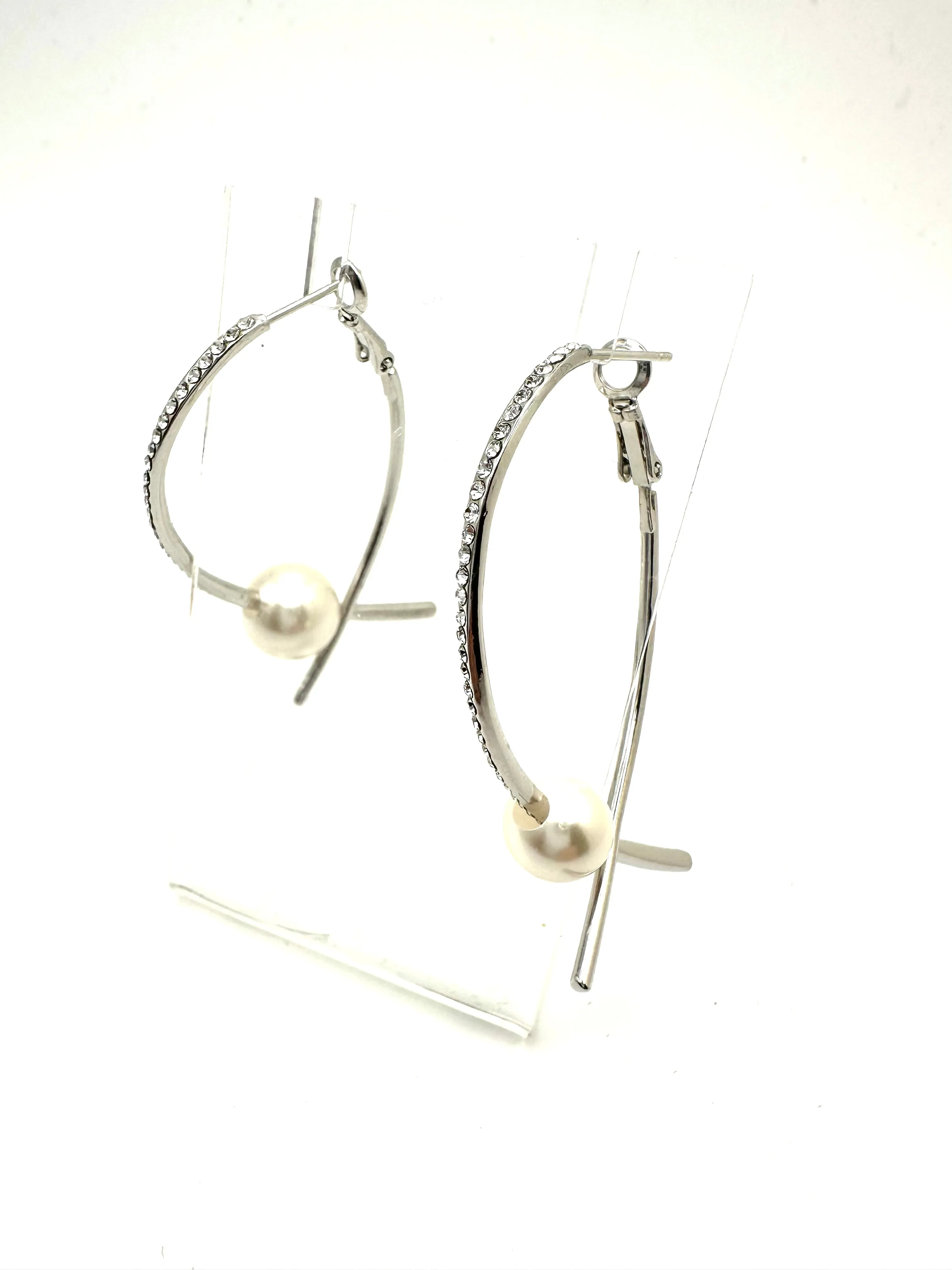 Crystal Pearl Swoop Earrings