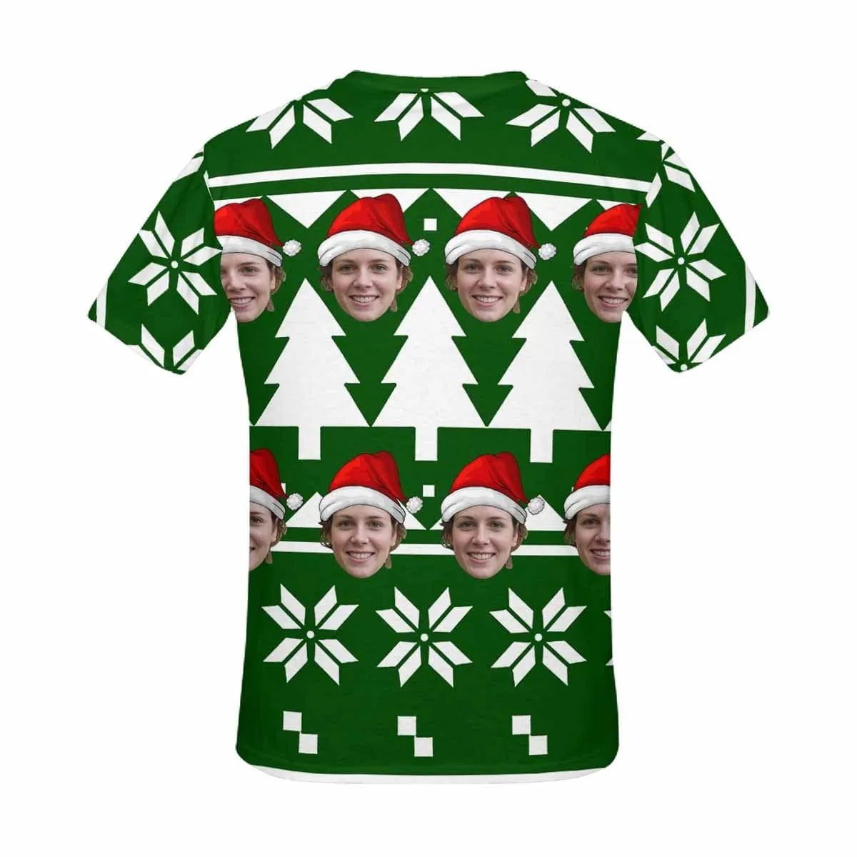 Custom Face Tee with Christmas Tree Print Your Own Personalized Shirts Men's All Over Print T-shirt for Him