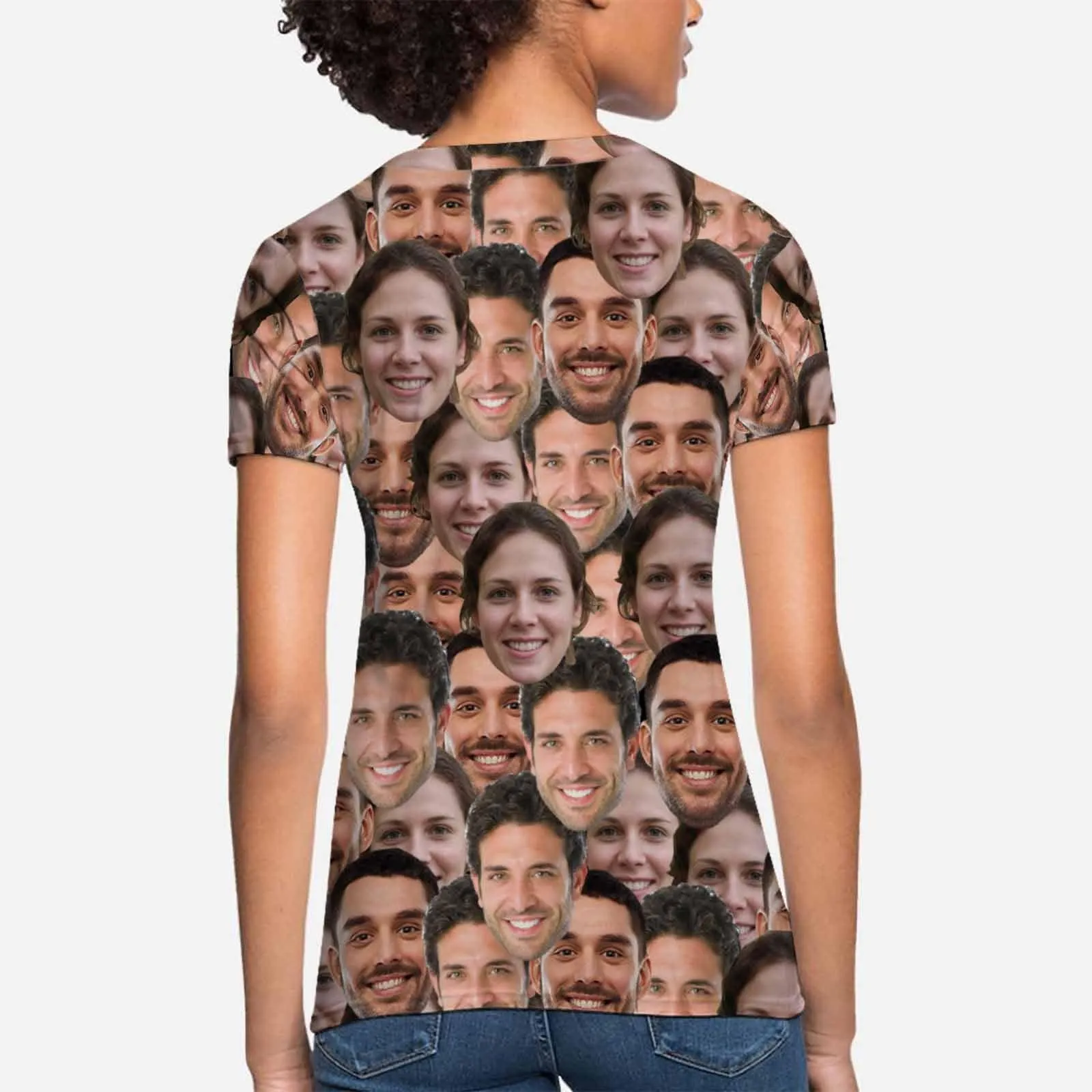 Custom Face Three Friends Shirt Women's All Over Print T-shirt Graphic Design Tee for Female