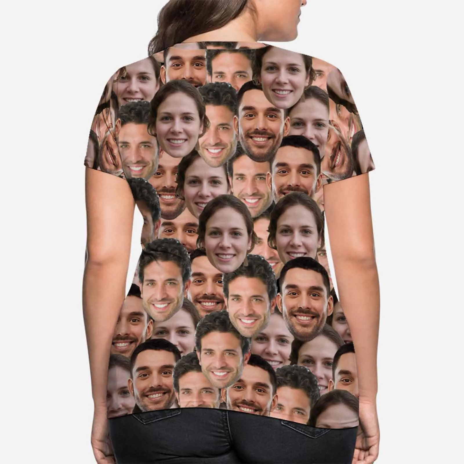 Custom Face Three Friends Shirt Women's All Over Print T-shirt Graphic Design Tee for Female
