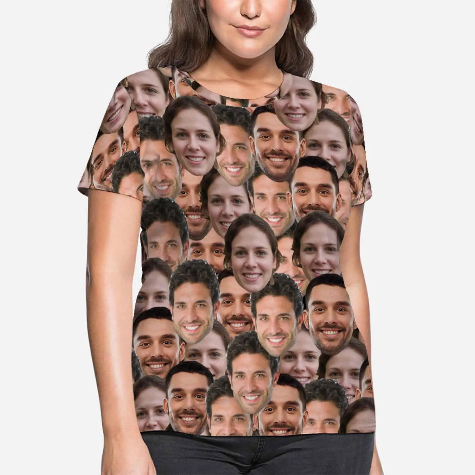Custom Face Three Friends Shirt Women's All Over Print T-shirt Graphic Design Tee for Female