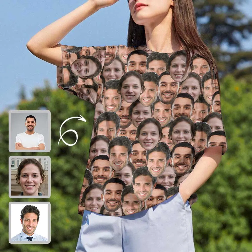 Custom Face Three Friends Shirt Women's All Over Print T-shirt Graphic Design Tee for Female