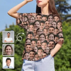 Custom Face Three Friends Shirt Women's All Over Print T-shirt Graphic Design Tee for Female