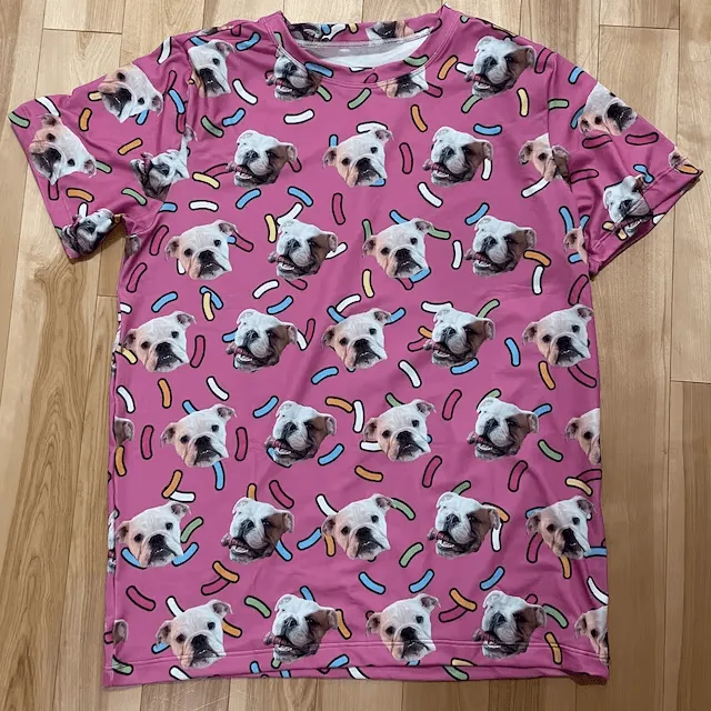 Custom Pet Face Shirts Pink Personalized Women's All Over Print T-shirt Gift for Her
