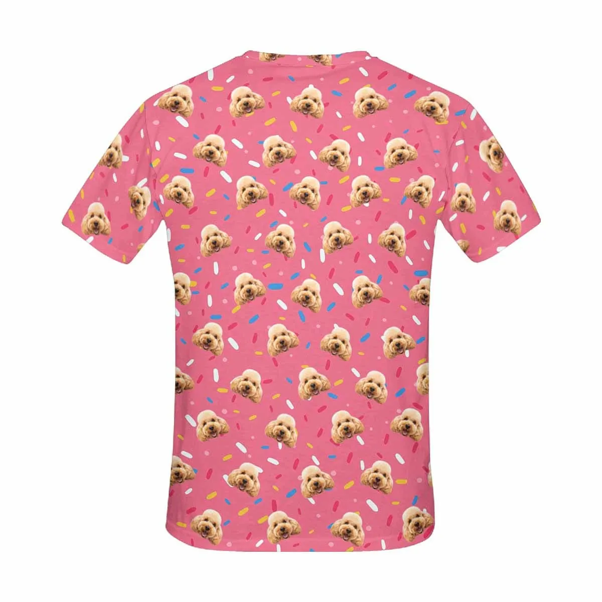Custom Pet Face Shirts Pink Personalized Women's All Over Print T-shirt Gift for Her