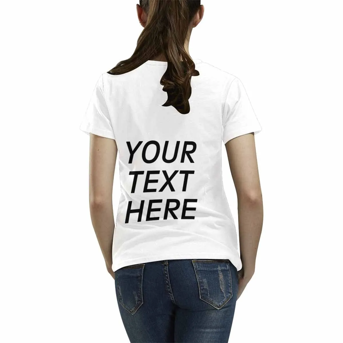 Custom Text Women's All Over Print T-shirt Personalized Tee with Your own Literal for Female