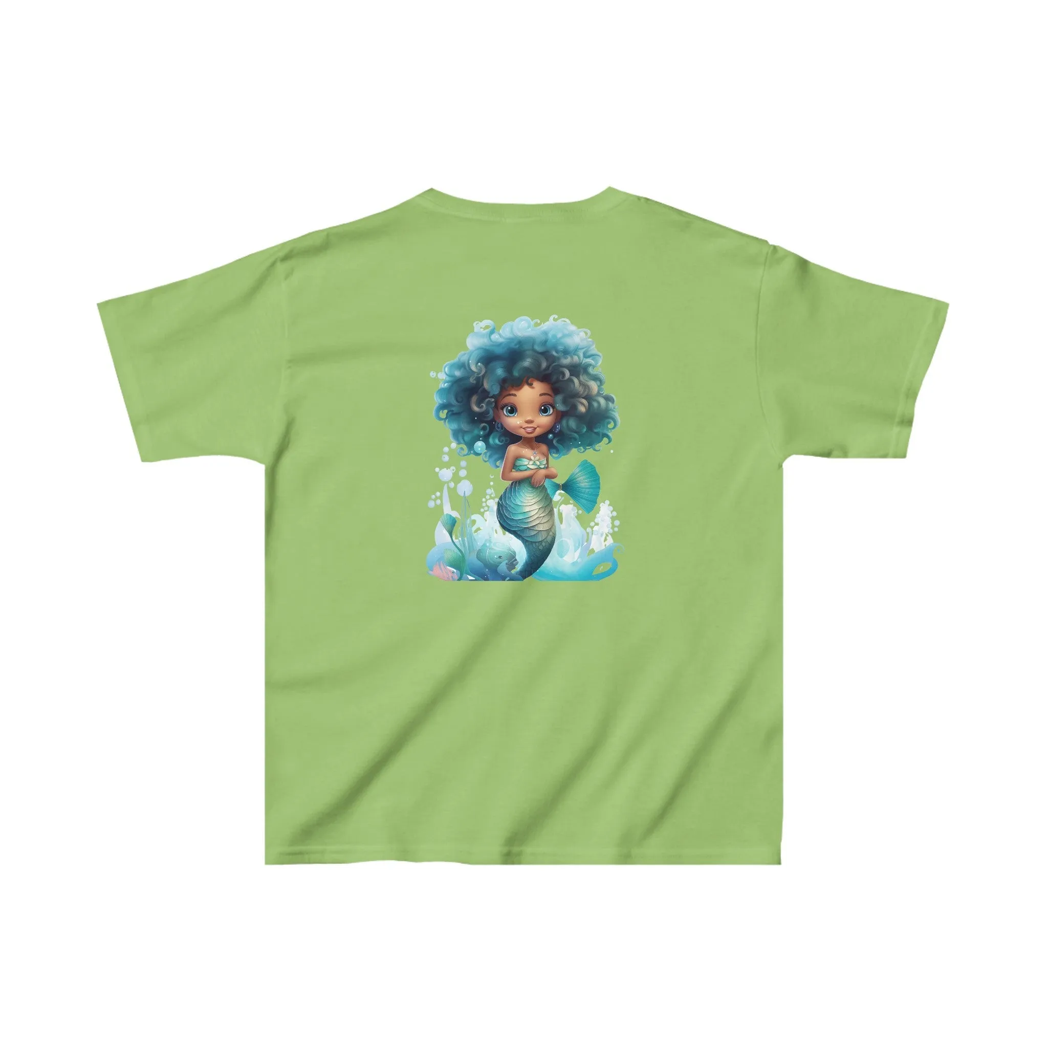 Cute Mermaid Design Kids Heavy Cotton Tee - Handmade Mandala Art