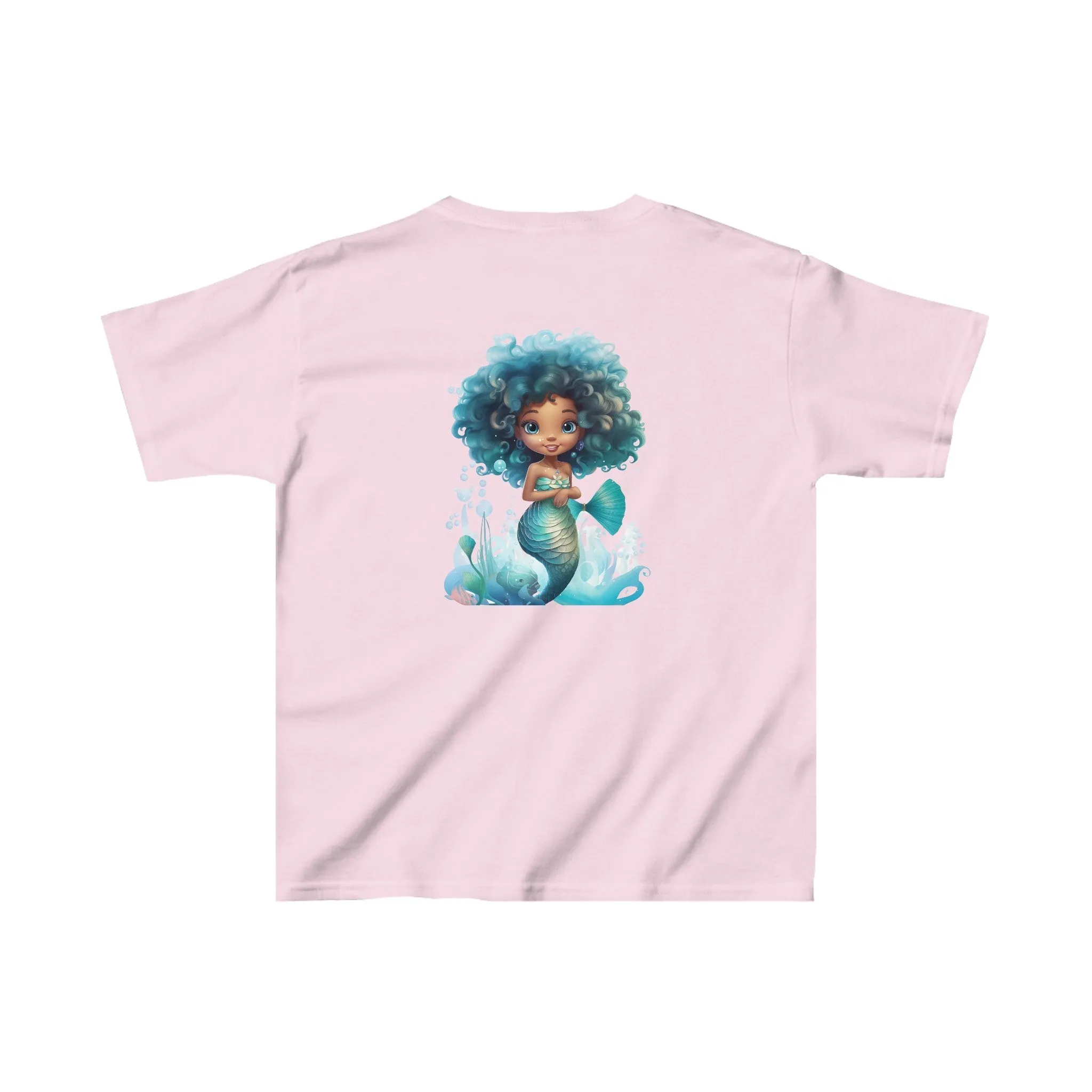 Cute Mermaid Design Kids Heavy Cotton Tee - Handmade Mandala Art