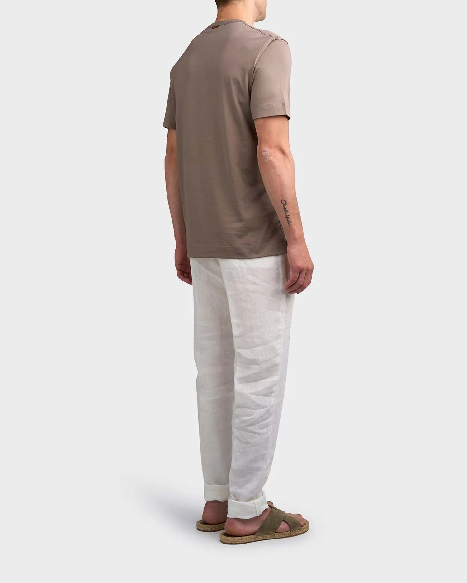 Dark Taupe Cotton Logo T-Shirt
