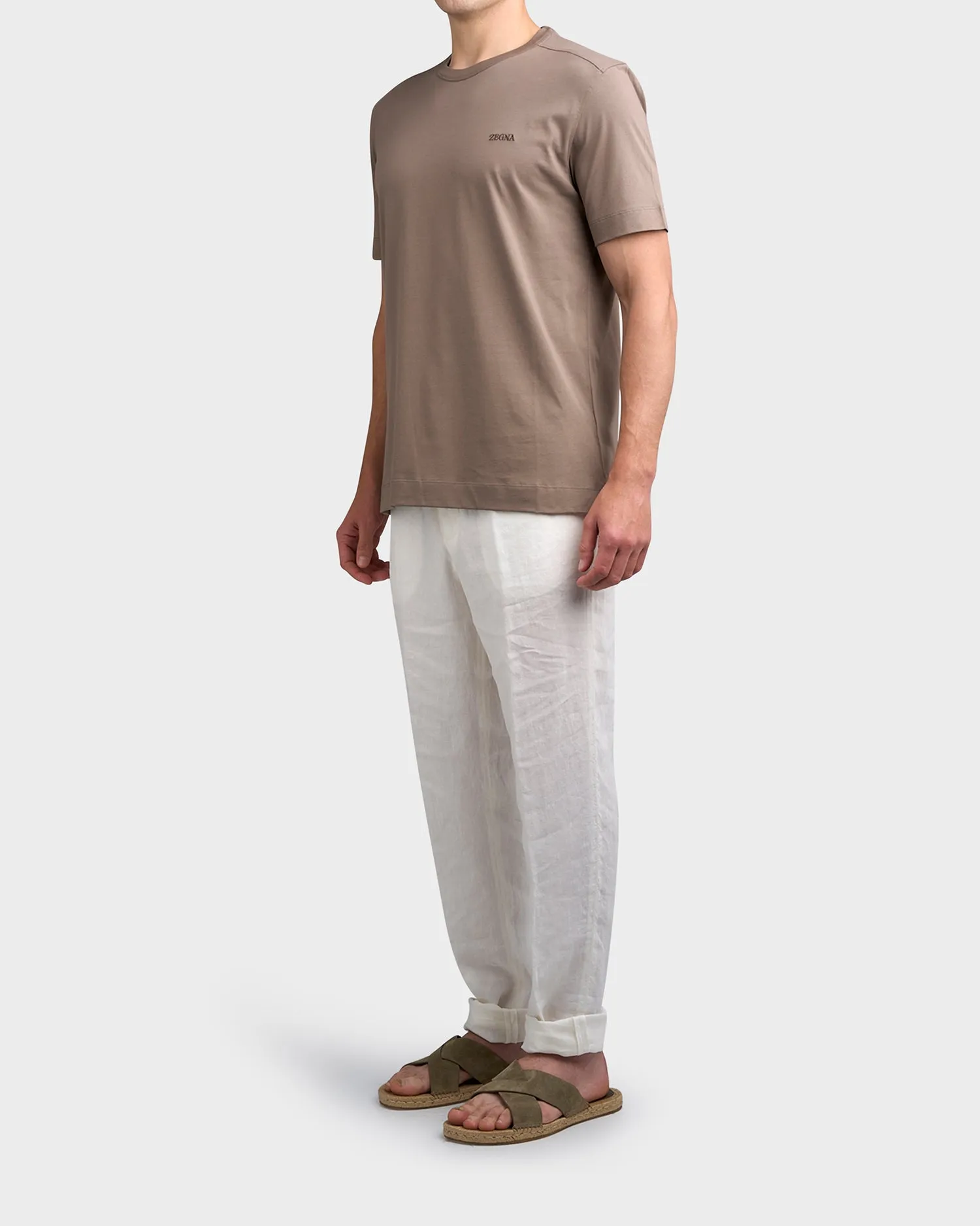 Dark Taupe Cotton Logo T-Shirt