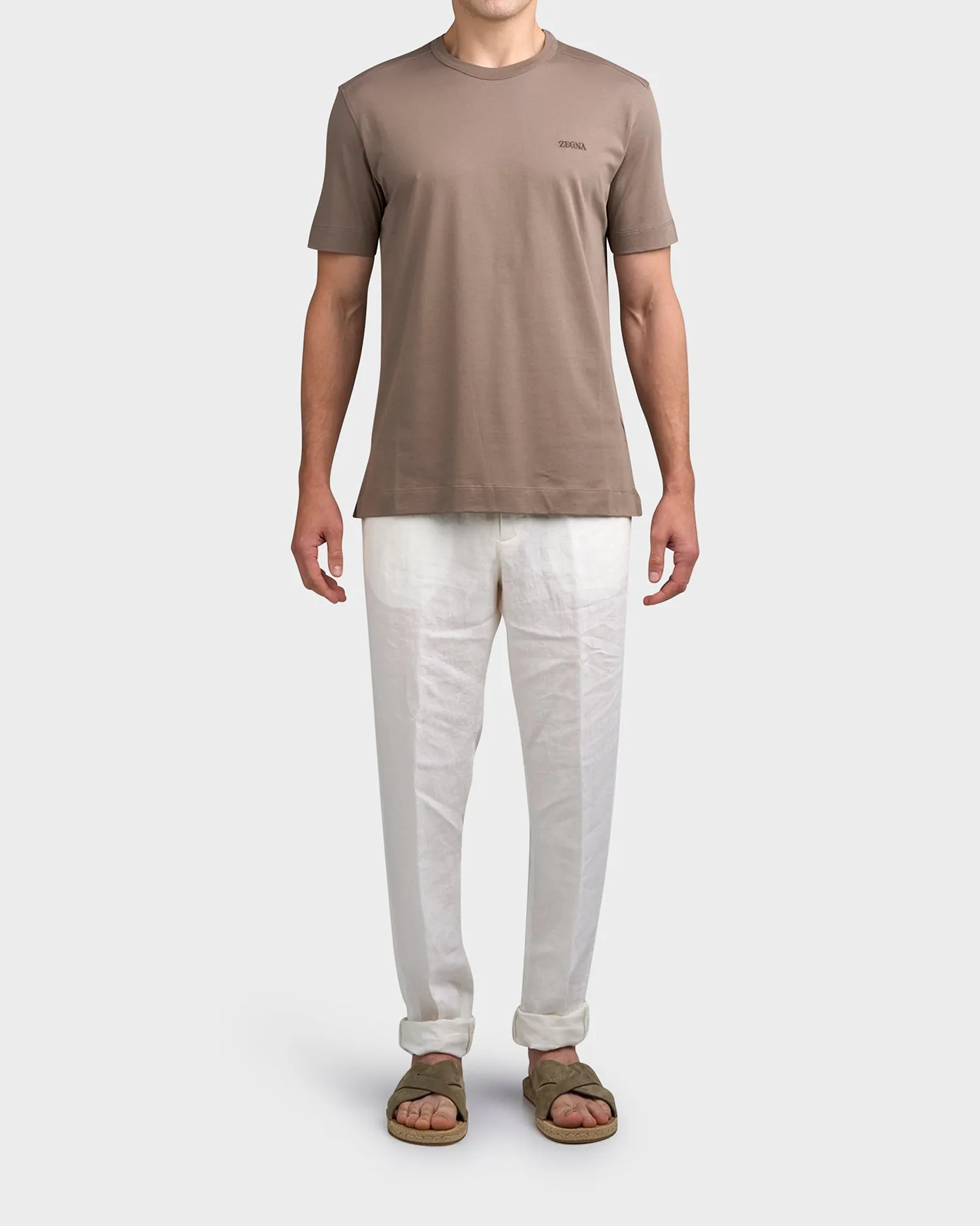 Dark Taupe Cotton Logo T-Shirt