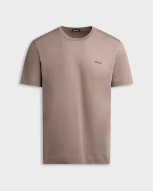 Dark Taupe Cotton Logo T-Shirt