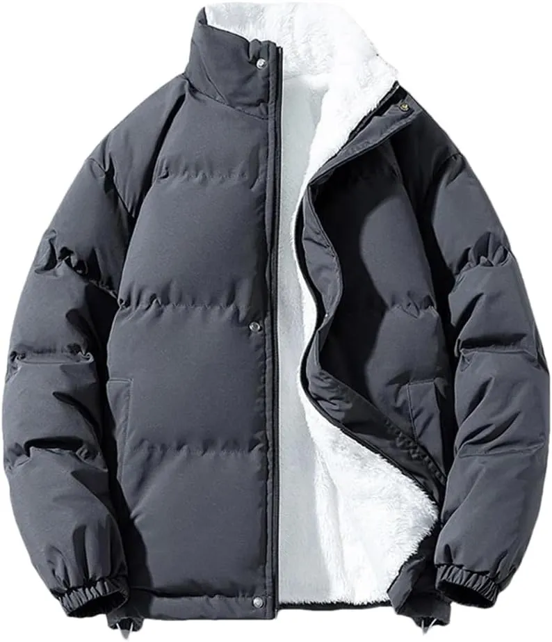 DBFBDTU Men's Winter Jacket Thick Parka Cotton Padded Coats Loose Puffer Jacket Men Women Outwear