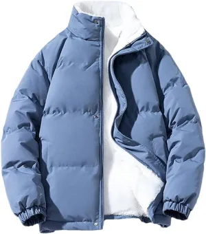 DBFBDTU Men's Winter Jacket Thick Parka Cotton Padded Coats Loose Puffer Jacket Men Women Outwear