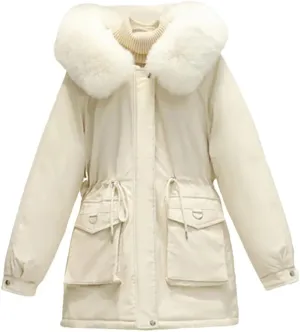 DBFBDTU Women Winter Hooded Coat Warm Cotton Padded Jackets Parkas Fleece Overcoat
