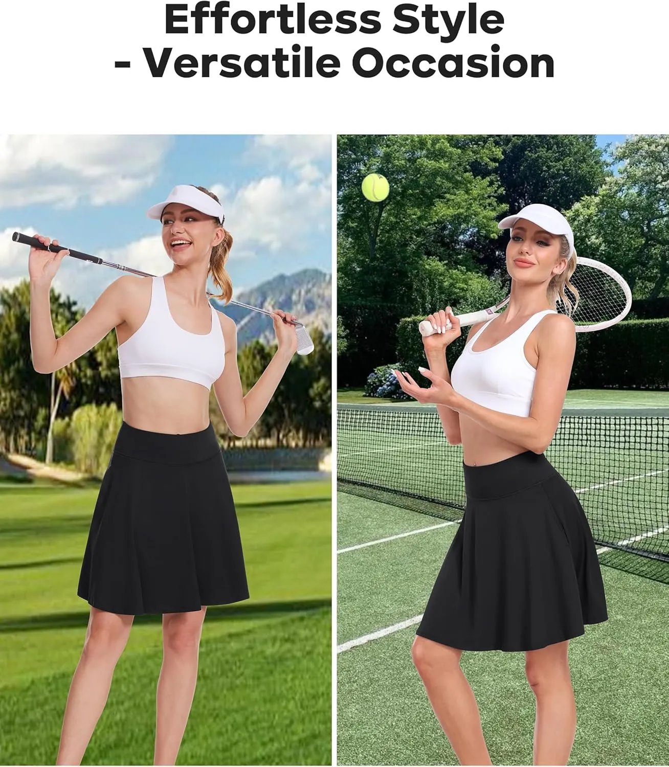 Desol 20" Women's Knee Length Tennis Golf Skirts with Shorts and Pockets High Waisted Athletic Casual Workout Skorts