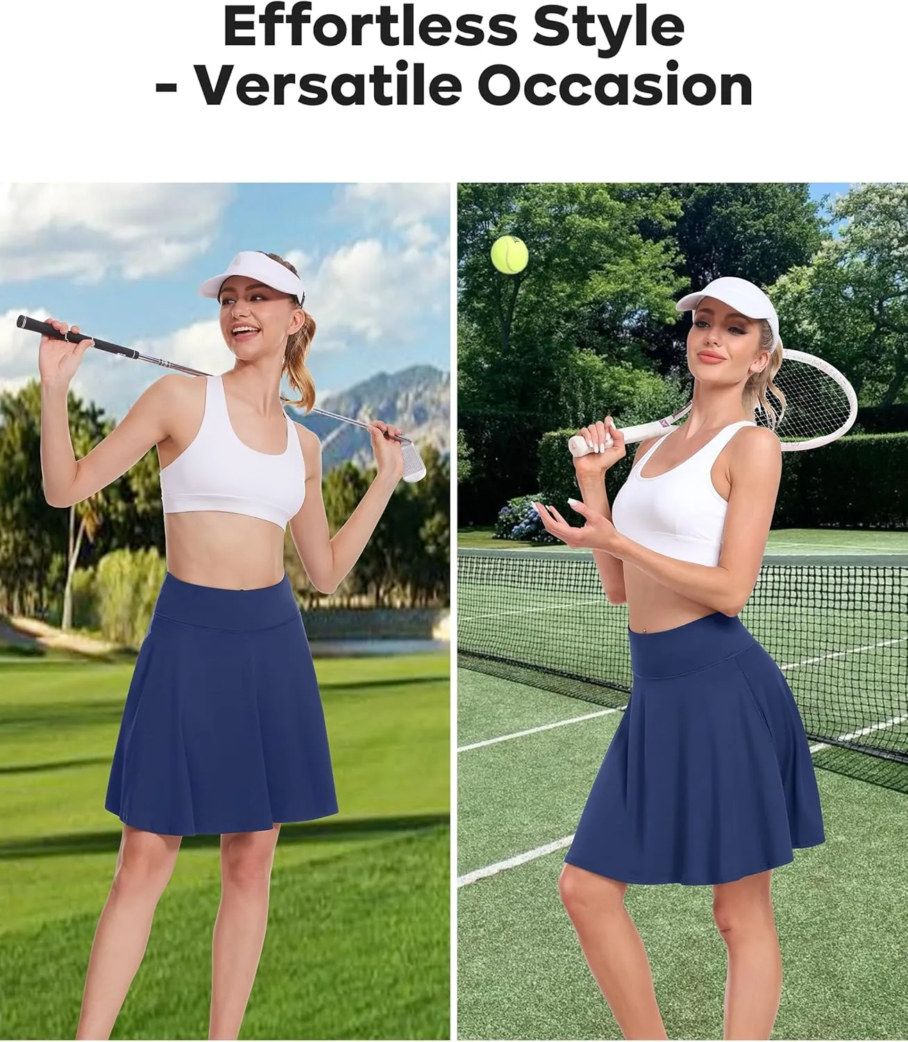 Desol 20" Women's Knee Length Tennis Golf Skirts with Shorts and Pockets High Waisted Athletic Casual Workout Skorts