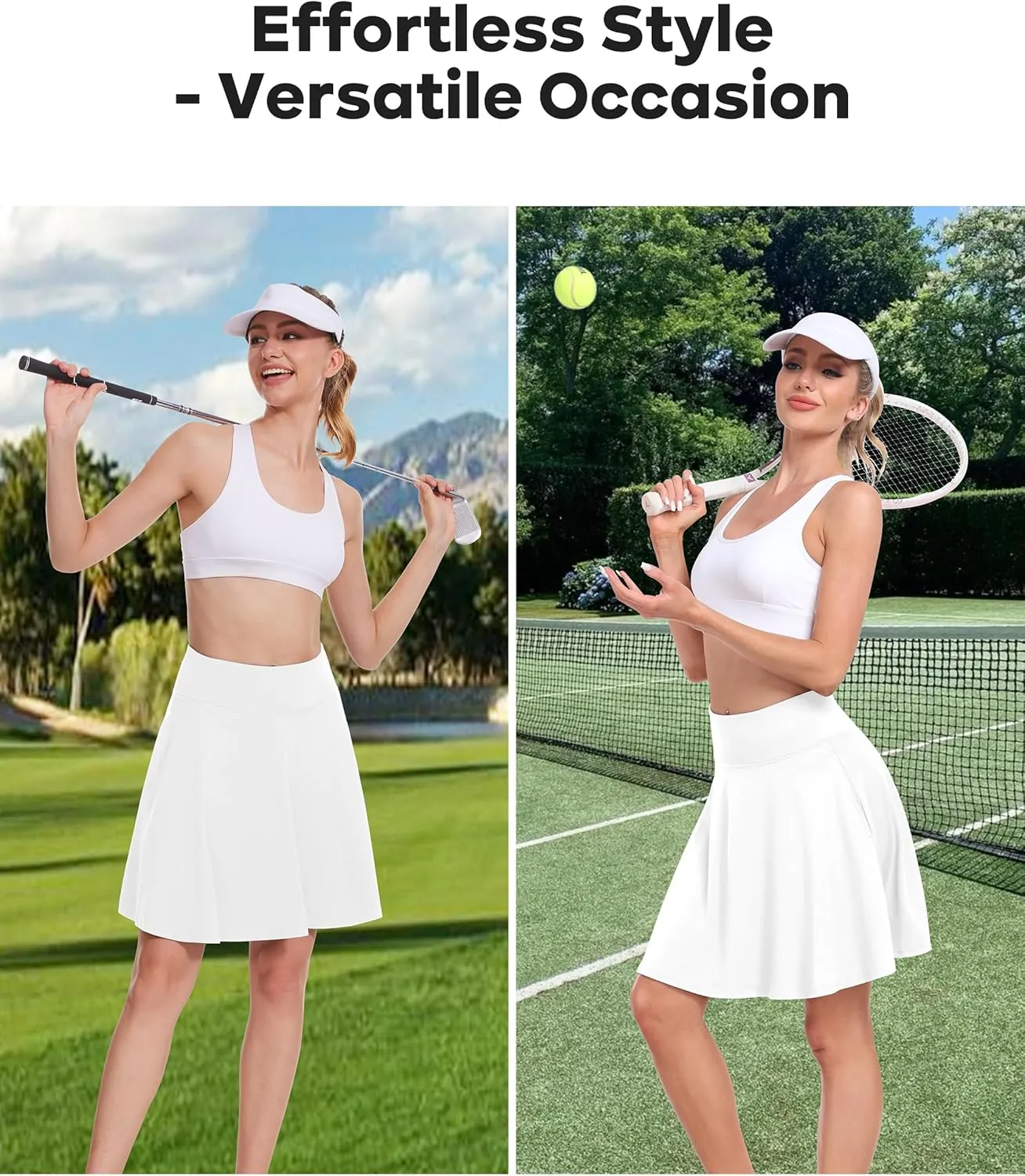 Desol 20" Women's Knee Length Tennis Golf Skirts with Shorts and Pockets High Waisted Athletic Casual Workout Skorts