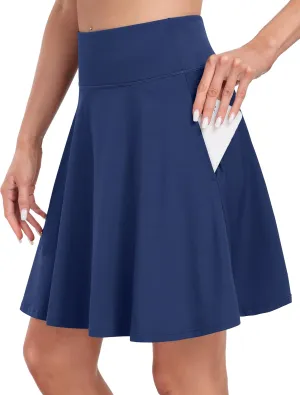 Desol 20" Women's Knee Length Tennis Golf Skirts with Shorts and Pockets High Waisted Athletic Casual Workout Skorts