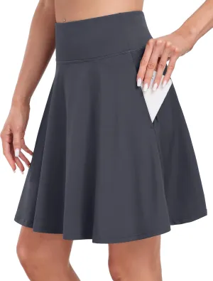 Desol 20" Women's Knee Length Tennis Golf Skirts with Shorts and Pockets High Waisted Athletic Casual Workout Skorts